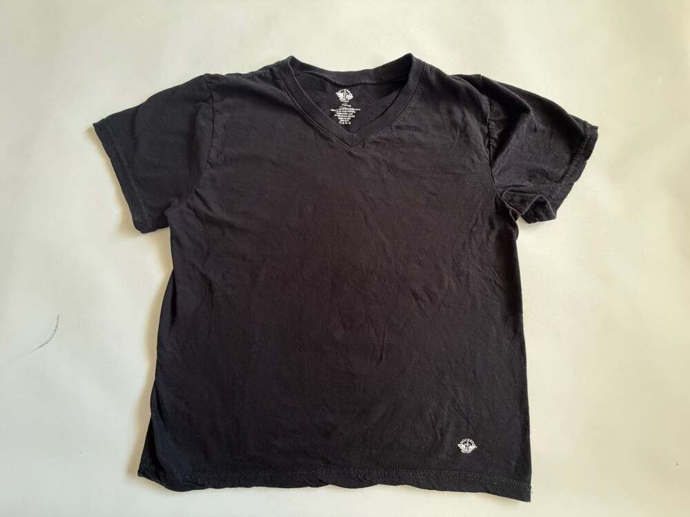 Dockers Top S Mens Black V-Neck Basic Short Sleeve Logo Y2K